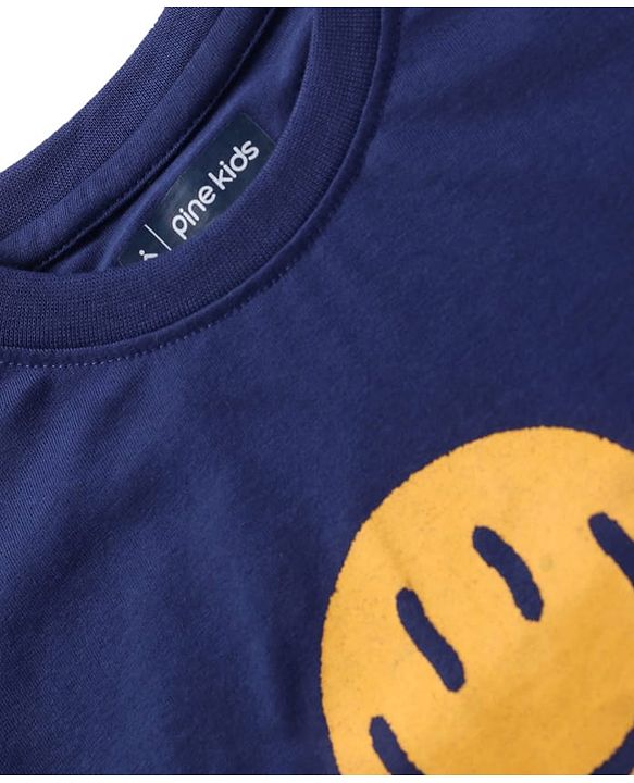Pine Kids Cotton Knit Half Sleeves T-Shirt with Text Print Pack of 3 - Navy Blue & Mint