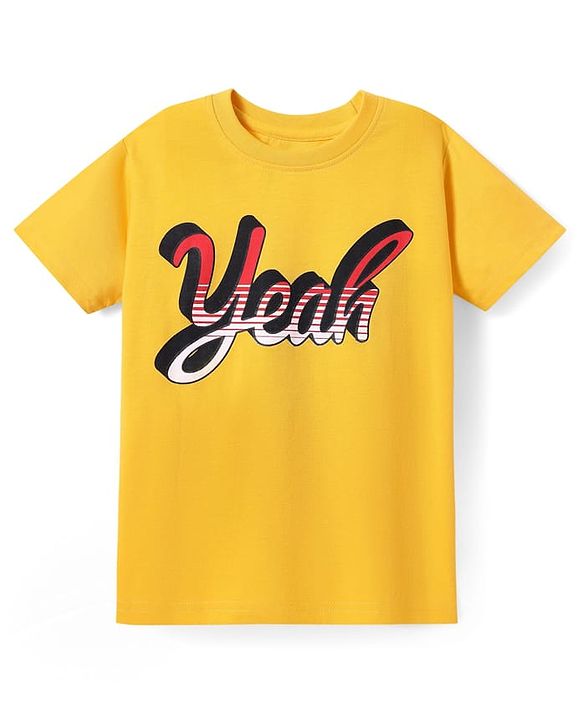 Pine Kids Cotton Knit Half Sleeves T-Shirt with Text Print Pack of 3 - Orange Yellow & Teal Blue
