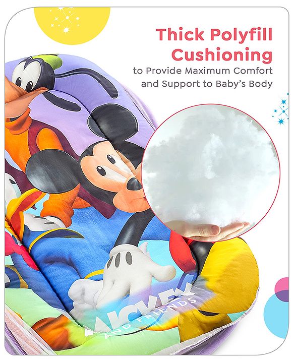 Babyhug Disney Gadda Set With Mosquito Net Smiley Mickey Face Print - Blue