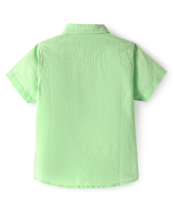Babyhug Linen Woven Half Sleeves Solid Color Shirt - Light Green