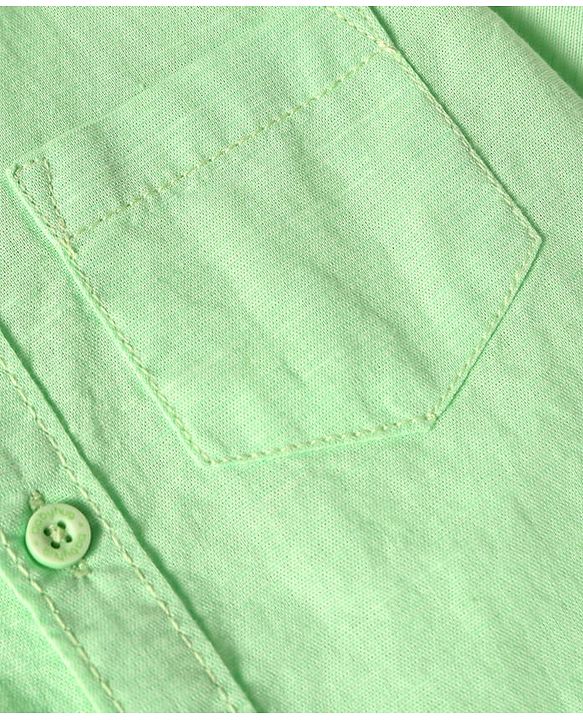 Babyhug Linen Woven Half Sleeves Solid Color Shirt - Light Green