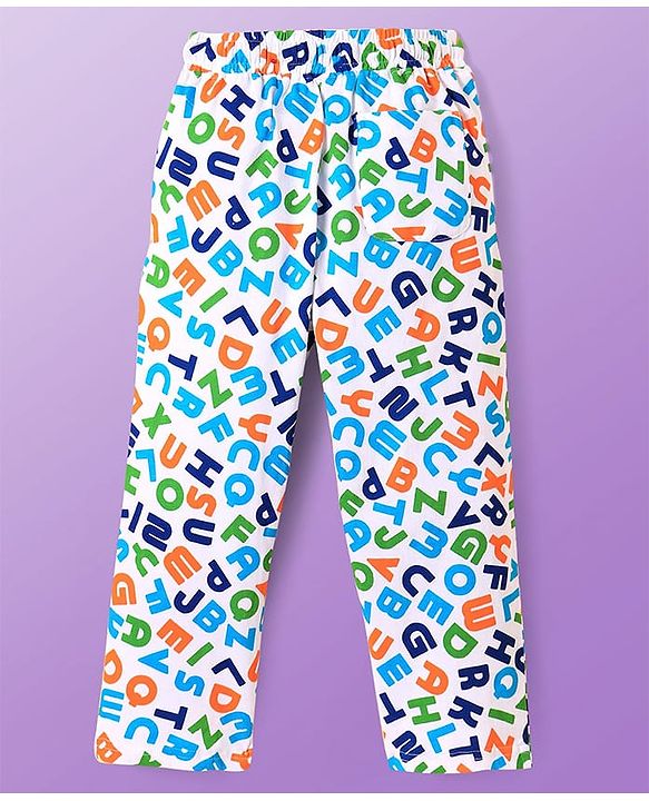 Pine Kids Single Jersey Knit Half Sleeves Night Suit With Alphabet Print - White