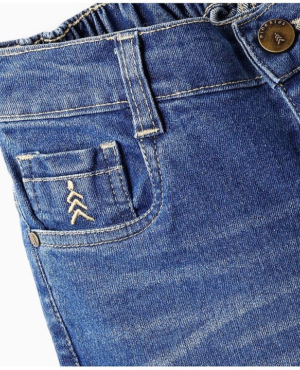 Pine Kids Woven Above Knee Length Denim Shorts - Dark Blue