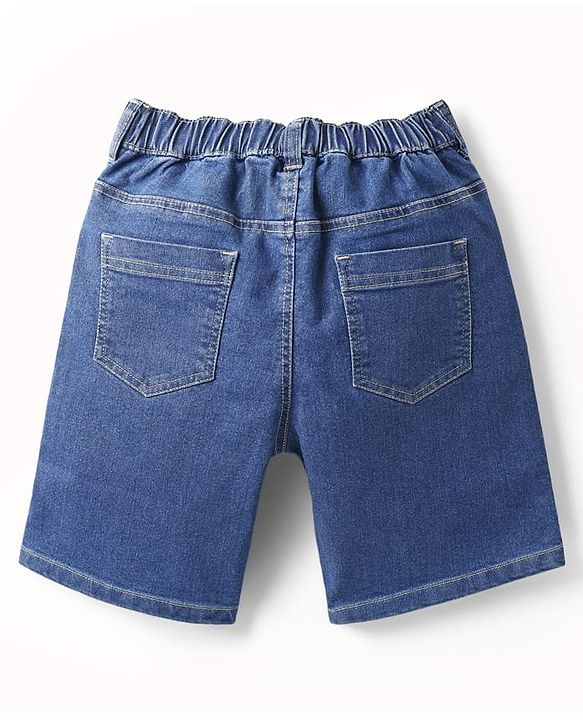 Pine Kids Woven Above Knee Length Denim Shorts - Dark Blue