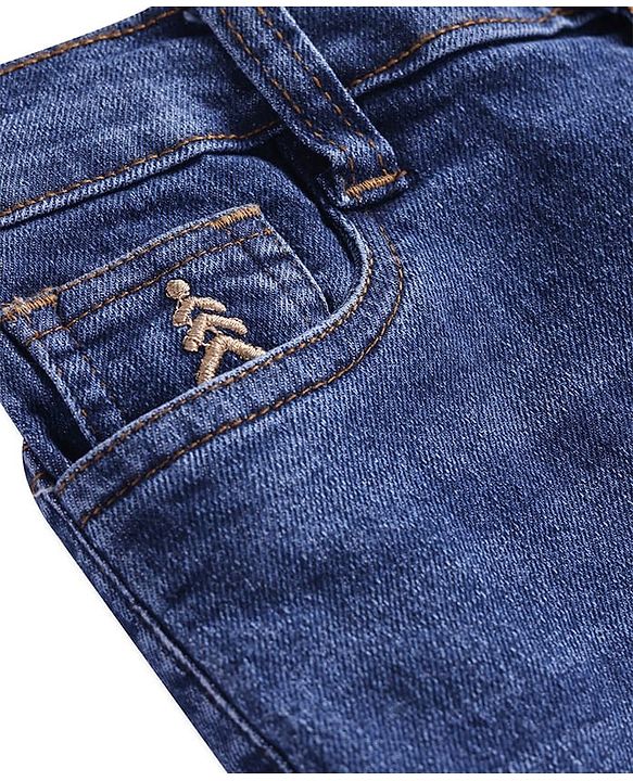 Pine Kids Above Knee Length Washed Denim Shorts - Navy Blue