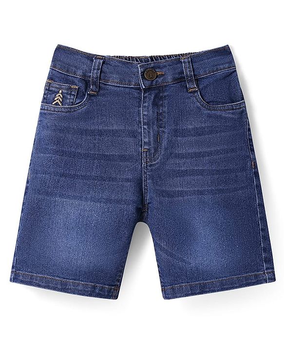 Pine Kids Above Knee Length Washed Denim Shorts - Navy Blue