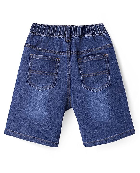 Pine Kids Above Knee Length Washed Denim Shorts - Navy Blue