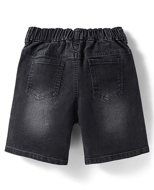 Pine Kids Denim Woven Above Knee Length Washed Shorts - Charcoal Grey