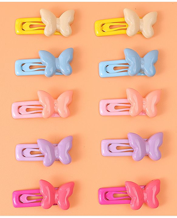Babyhug  Free Size Snap Clips with Butterfly Applique Pack of 10 - Multicolor