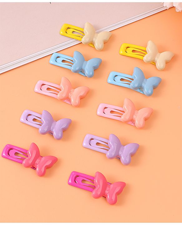Babyhug  Free Size Snap Clips with Butterfly Applique Pack of 10 - Multicolor