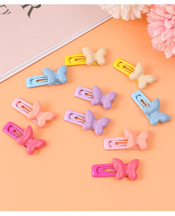 Babyhug  Free Size Snap Clips with Butterfly Applique Pack of 10 - Multicolor