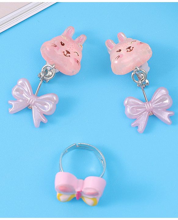 Babyhug Free Size Jewellery Set with Bunny & Bow Applique - Pink