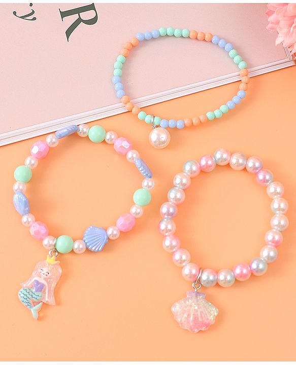 Babyhug Bracelets & Bangles with Mermaid Applique Free Size Pack of 3 - Multicolor