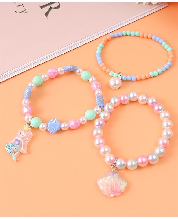 Babyhug Bracelets & Bangles with Mermaid Applique Free Size Pack of 3 - Multicolor