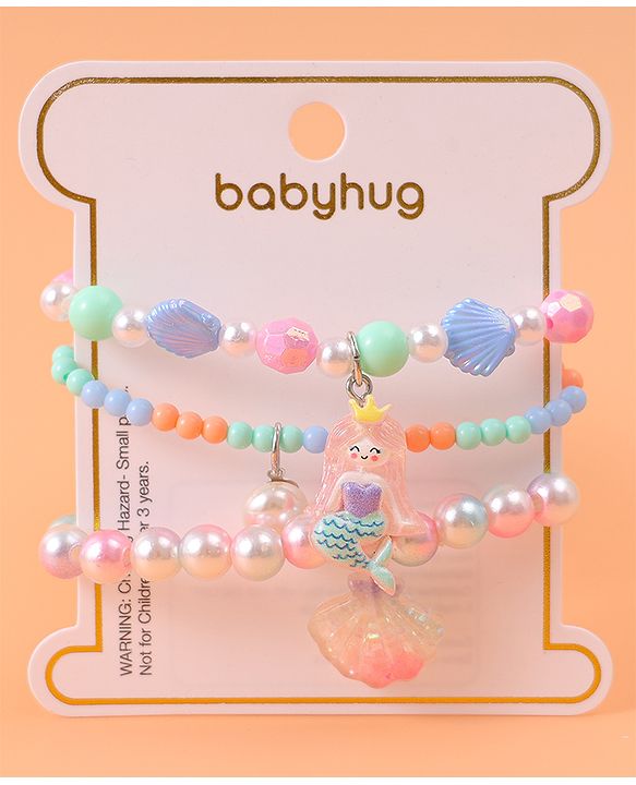 Babyhug Bracelets & Bangles with Mermaid Applique Free Size Pack of 3 - Multicolor
