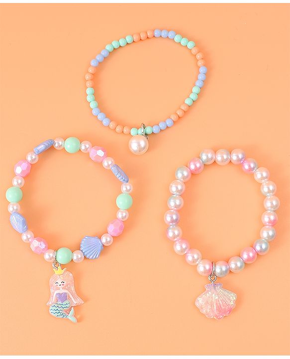 Babyhug Bracelets & Bangles with Mermaid Applique Free Size Pack of 3 - Multicolor