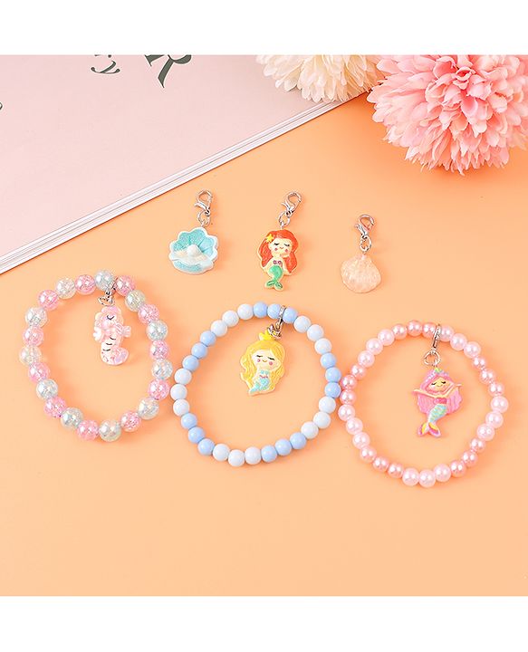 Babyhug Bracelets & Bangles with Mermaid Applique Charms Free Size Pack of 3 - Multicolor
