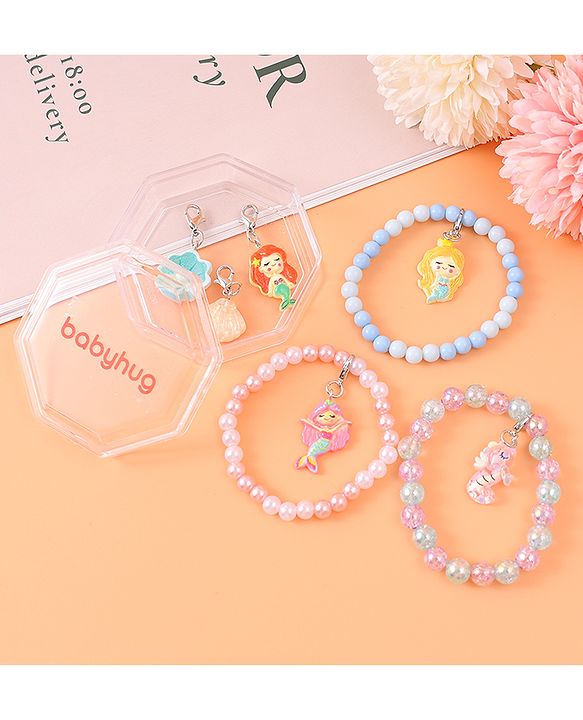 Babyhug Bracelets & Bangles with Mermaid Applique Charms Free Size Pack of 3 - Multicolor