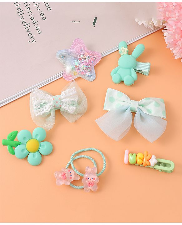 Babyhug Hair Accessories with Bow Applique Combo Sets - Multicolor