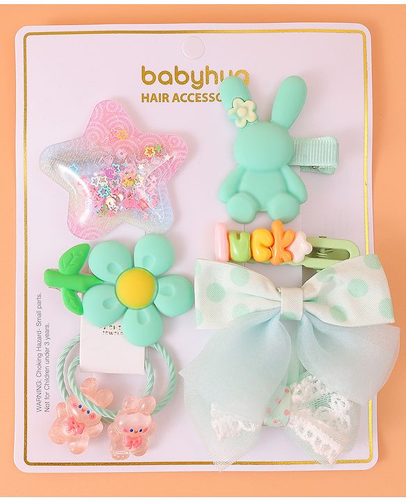 Babyhug Hair Accessories with Bow Applique Combo Sets - Multicolor