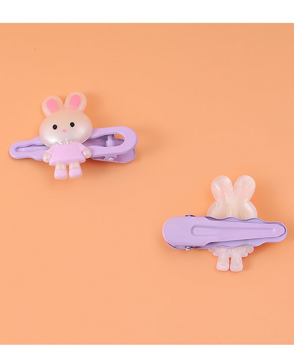 Babyhug Hair Pins And Clips with Bow Applique Pack of 6 - Purple