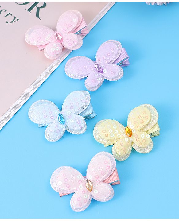 Babyhug Bow & Butterfly Clips Free Size Pack of 5 - Multicolor