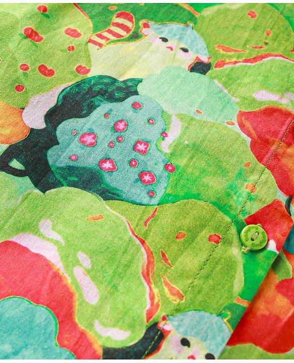 Babyhug Rayon Woven Half Sleeves Top With Floral Print - Green