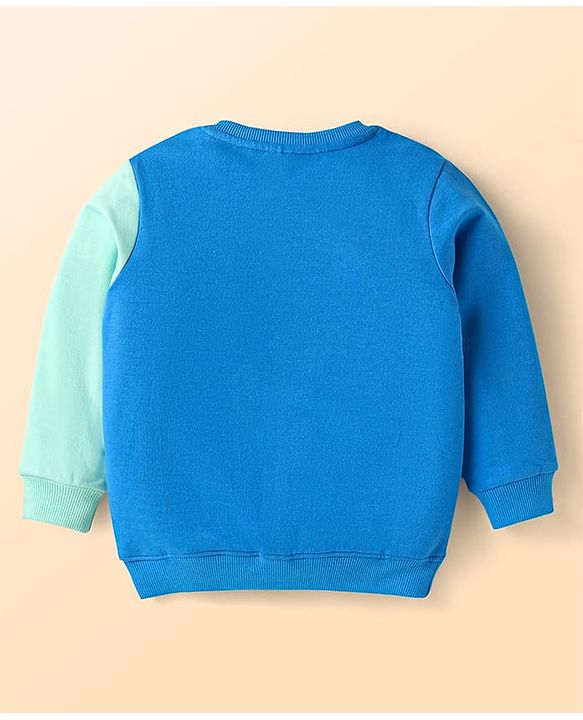 Babyhug Disney Cotton Knit Full Sleeves Cut & Sew T-Shirt & Lounge Pant Set with Mickey & Friends Graphics - Blue & Light Green