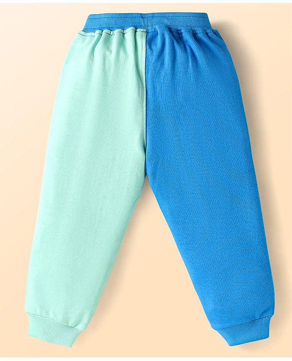 Babyhug Disney Cotton Knit Full Sleeves Cut & Sew T-Shirt & Lounge Pant Set with Mickey & Friends Graphics - Blue & Light Green