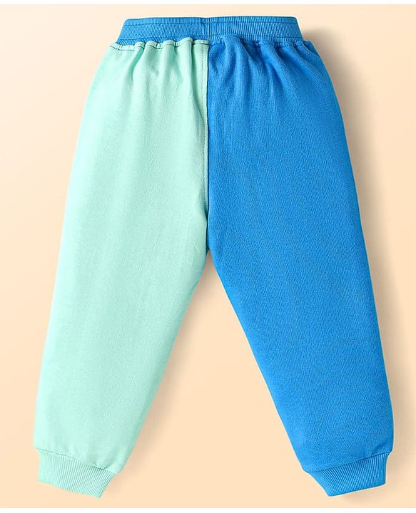 Babyhug Disney Cotton Knit Full Sleeves Cut & Sew T-Shirt & Lounge Pant Set with Mickey & Friends Graphics - Blue & Light Green