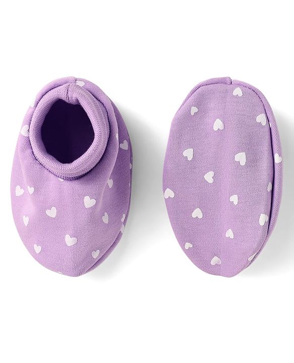 Babyhug 100% Cotton Interlock Knit Cap Mittens & Booties Set With Cat Face Print Purple - Diameter 10 cm