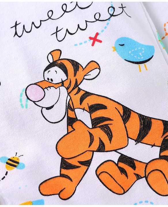 Babyhug Disney Single Jersey Knit Full Sleeves Night Suit With Winnie & Friends Print - White