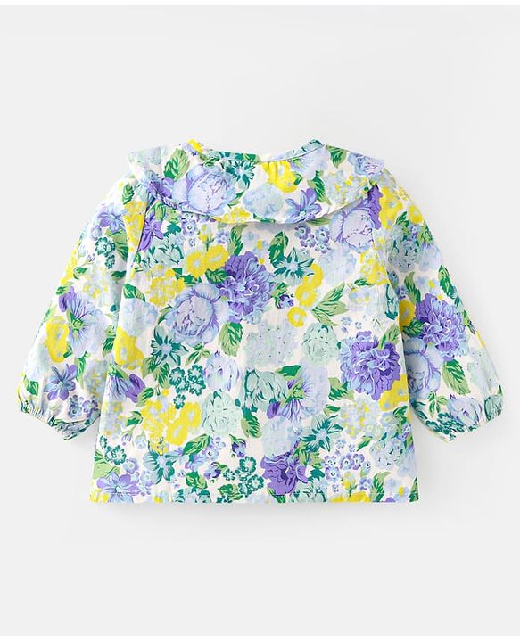 Babyhug Rayon Woven Full Sleeves Top With Floral Print - Yellow