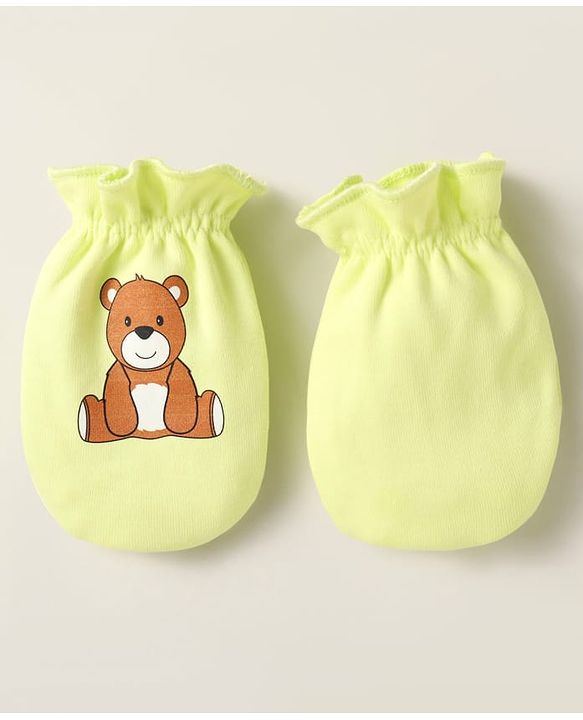 Babyhug Interlock Mittens With Animal Print Pack of 3 - Orange Green & Purple