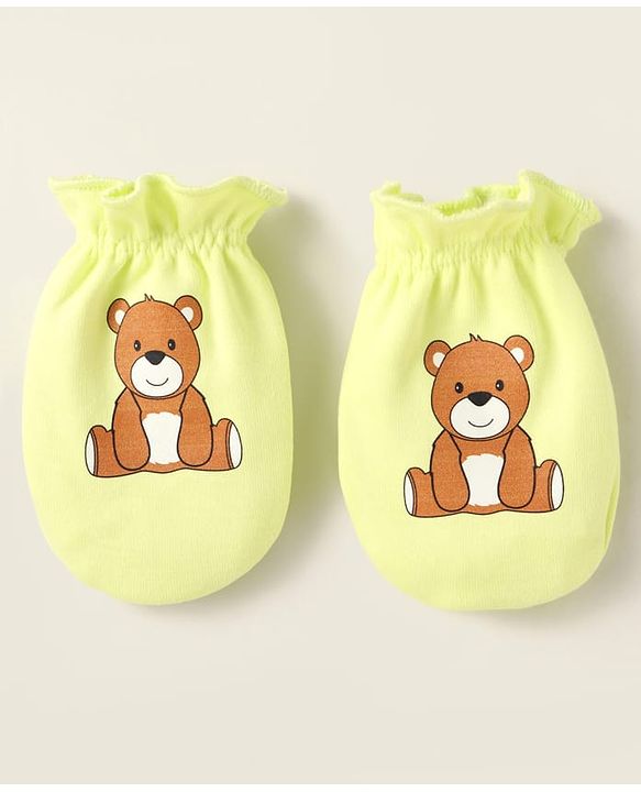 Babyhug Interlock Mittens With Animal Print Pack of 3 - Orange Green & Purple
