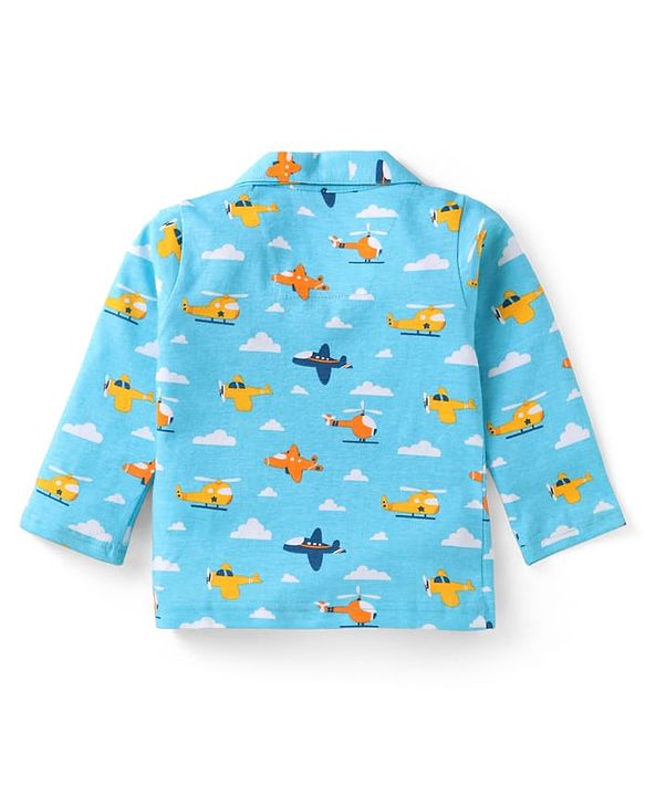 Babyhug Cotton Knit Full Sleeves Night Suit with Dino Print - Black