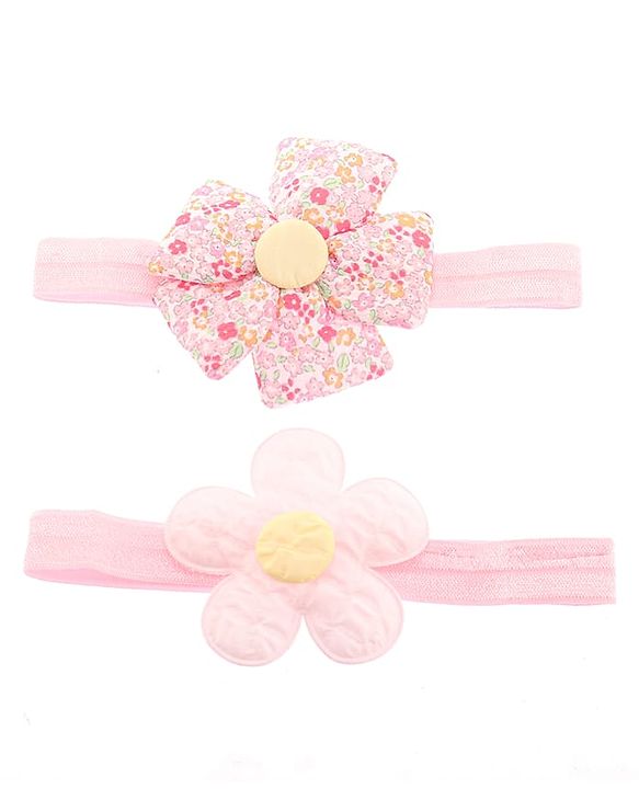 Babyhug Free Size Headbands With Floral Applique Pack of 2 - Pink
