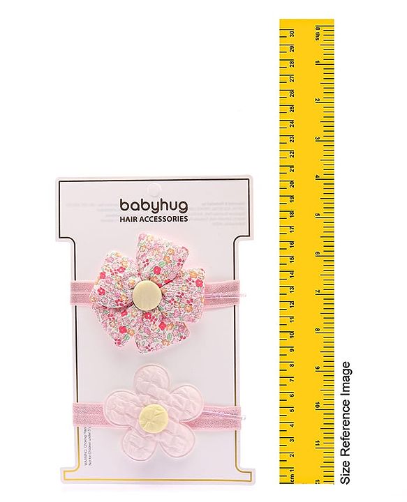 Babyhug Free Size Headbands With Floral Applique Pack of 2 - Pink