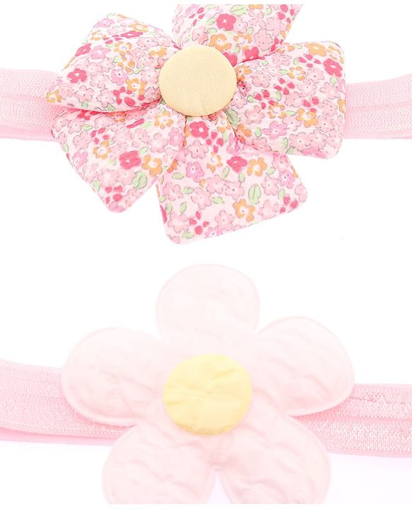Babyhug Free Size Headbands With Floral Applique Pack of 2 - Pink