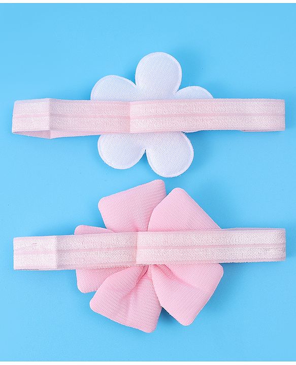 Babyhug Free Size Headbands With Floral Applique Pack of 2 - Pink