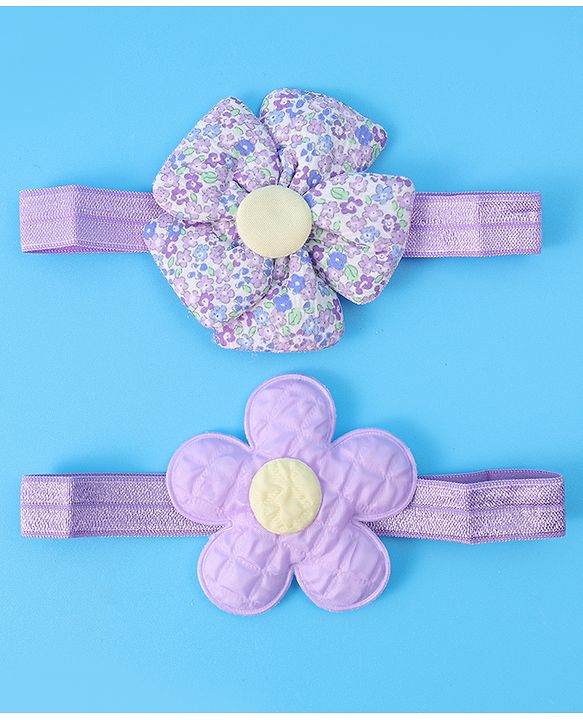 Babyhug Free Size Headbands With Floral Applique Pack of 2 - Purple