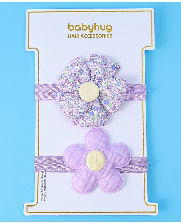 Babyhug Free Size Headbands With Floral Applique Pack of 2 - Purple