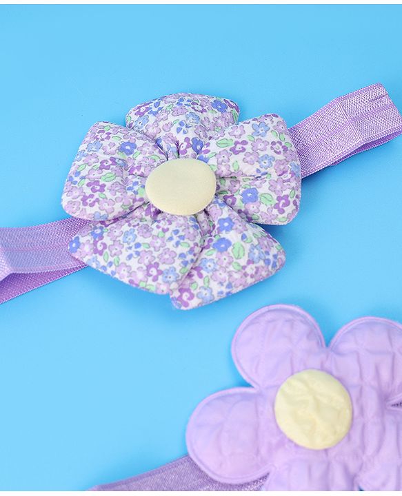 Babyhug Free Size Headbands With Floral Applique Pack of 2 - Purple