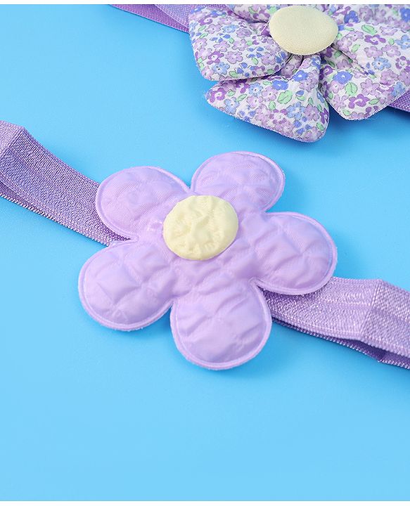Babyhug Free Size Headbands With Floral Applique Pack of 2 - Purple