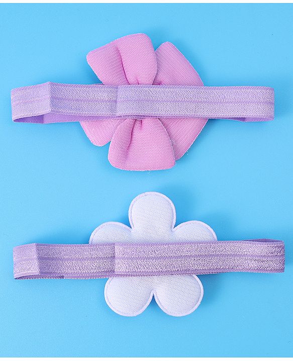 Babyhug Free Size Headbands With Floral Applique Pack of 2 - Purple