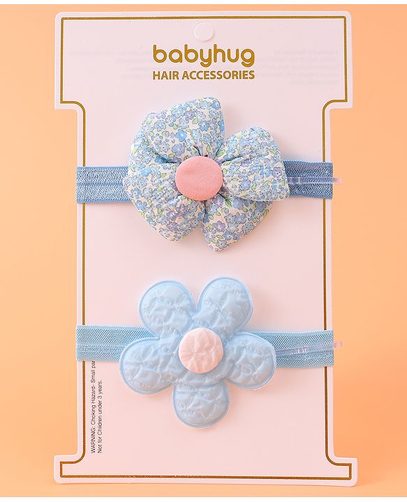 Babyhug Free Size Headbands With Floral Applique Pack of 2 - Purple