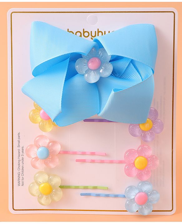 Babyhug Hair Pins & Clips with Floral Applique Free Size Pack of 7 - Multicolor