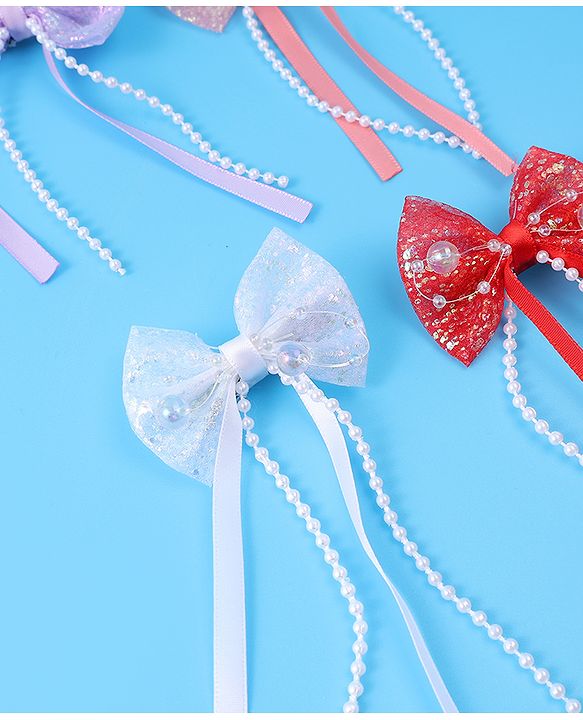Babyhug Sequin Embellished Bow & Butterfly Clips Free Size Pack of 4 - Multicolor