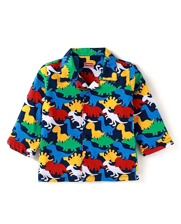 Babyhug Cotton Knit Full Sleeves Night Suit with Aeroplane Print - Navy Blue