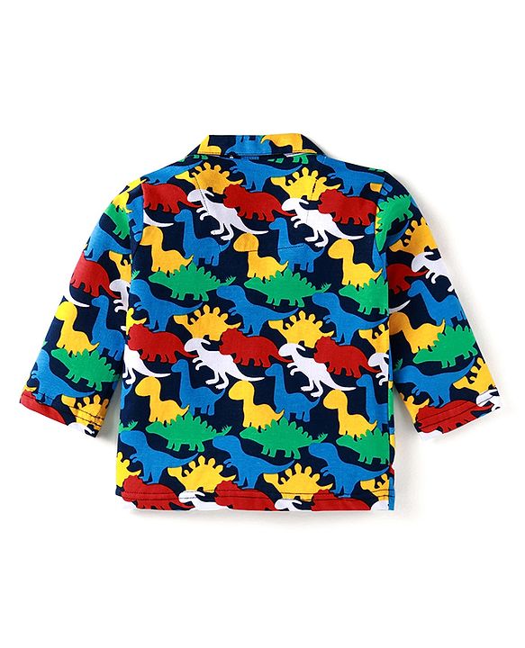 Babyhug Cotton Knit Full Sleeves Night Suit with Aeroplane Print - Navy Blue
